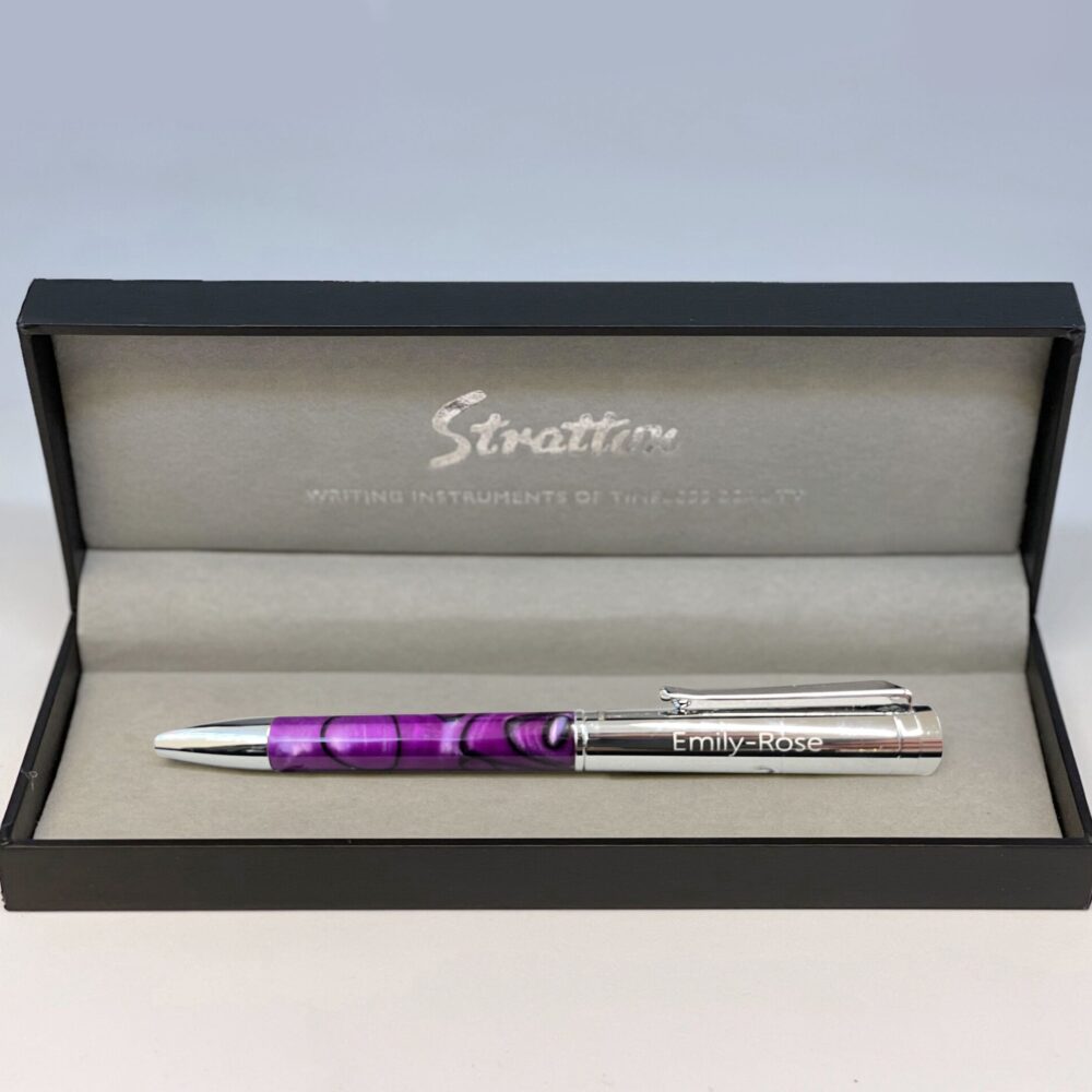Personalised Ballpoint Pen - Purple & Silver